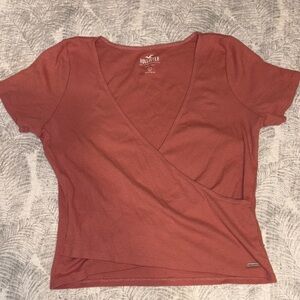 Hollister Women's Short Sleeve Rust Wrap Top